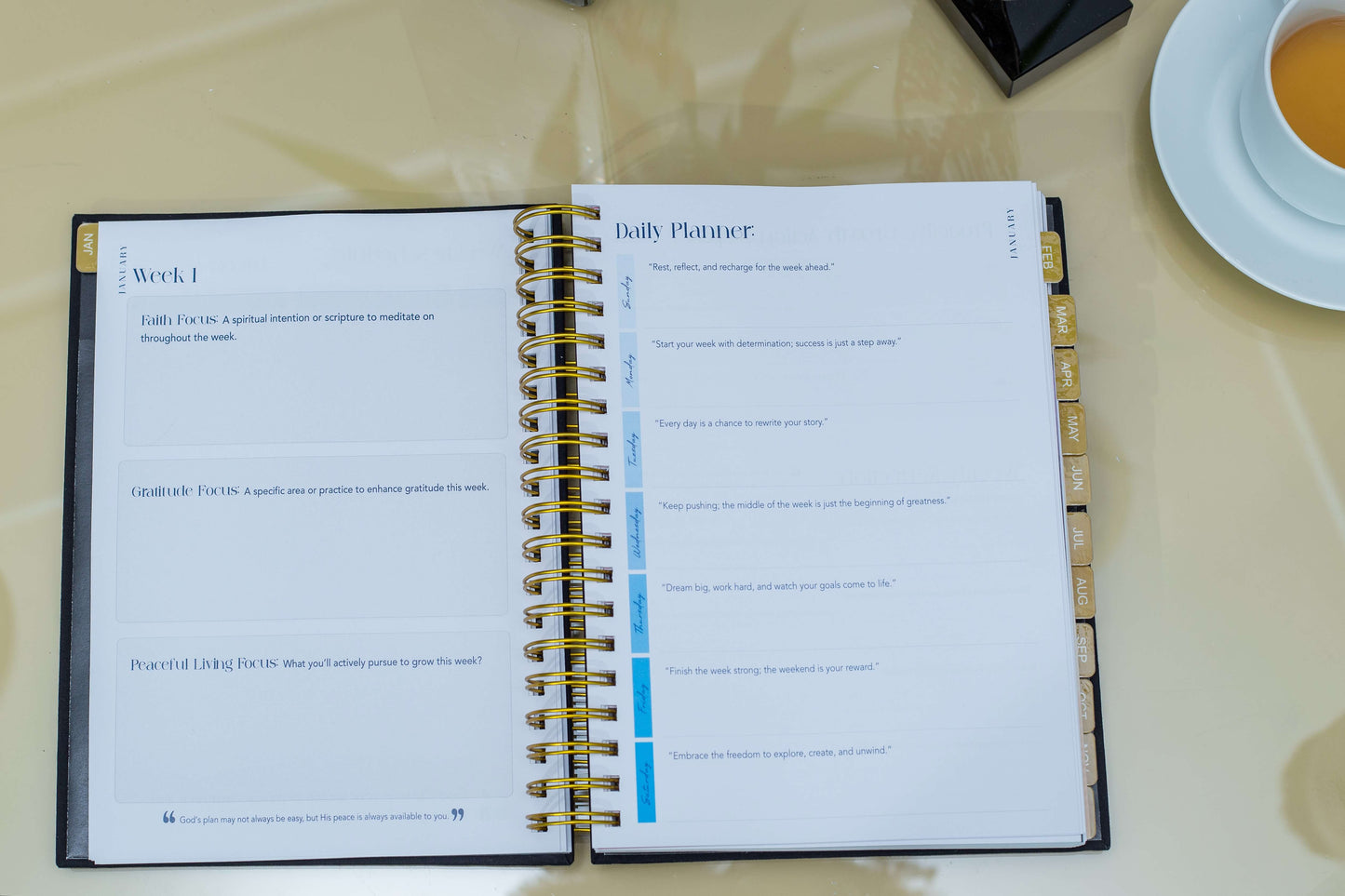 Peaceful Living Daily Planner - Black