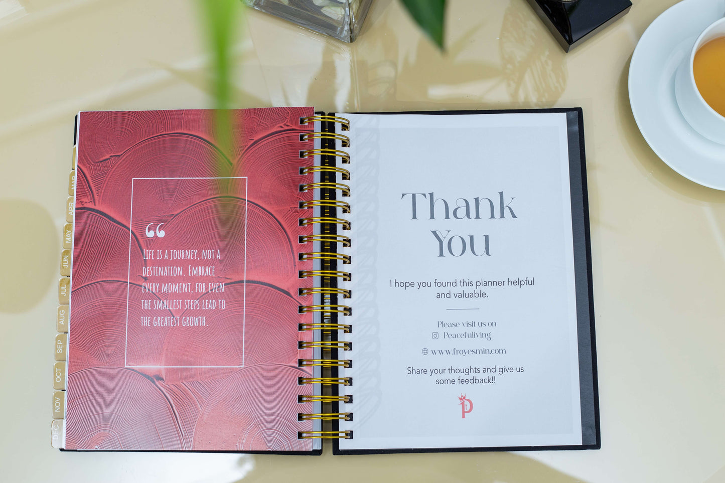 Peaceful Living Daily Planner - Rose Gold